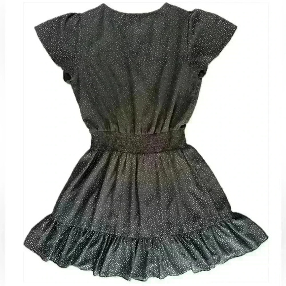 Michael Kors Women's Black Smocked Ruffled Lined Flutter Sleeve Dress (21) - Picture 4 of 10